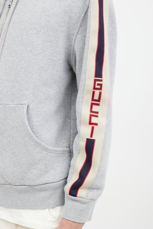 Gucci Grey Logo Zip Up Hoodie