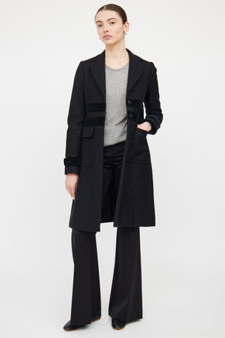 Gucci Black Wool 
Panel Detail Waist Jacket