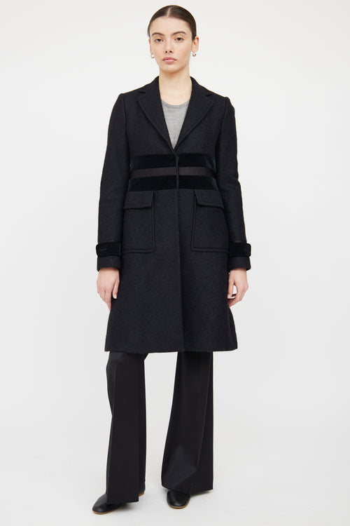 Gucci Black Wool 
Panel Detail Waist Jacket