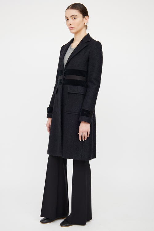 Gucci Black Wool 
Panel Detail Waist Jacket