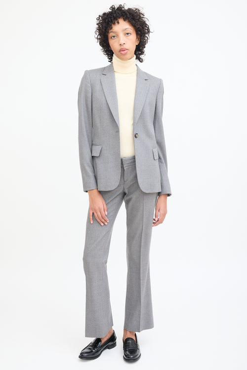 Gucci Grey 
White Wool Pinstripe Blazer