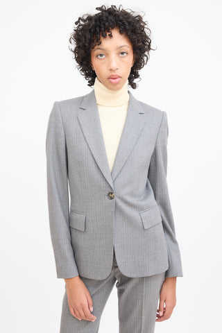 Gucci Grey 
White Wool Pinstripe Blazer