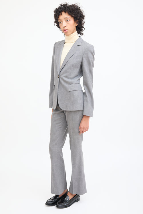 Gucci Grey 
White Wool Pinstripe Blazer