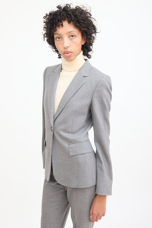 Gucci Grey 
White Wool Pinstripe Blazer