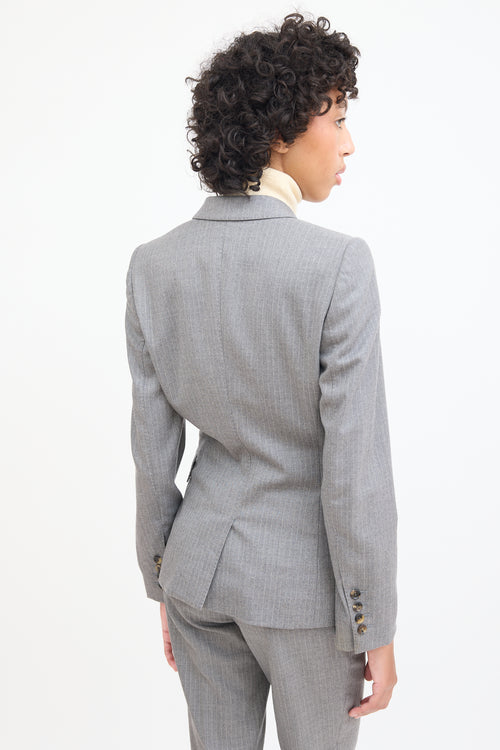 Gucci Grey 
White Wool Pinstripe Blazer