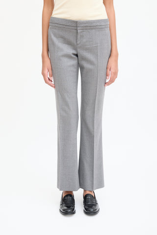 Gucci Grey 
White Wool Pinstripe Trouser