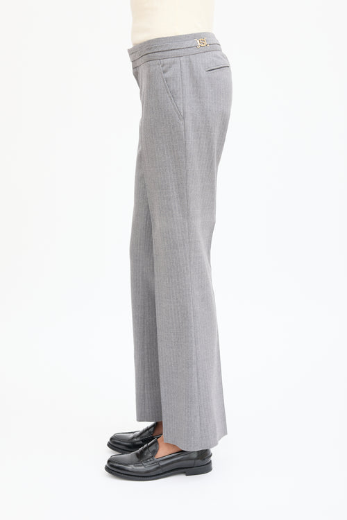 Gucci Grey 
White Wool Pinstripe Trouser