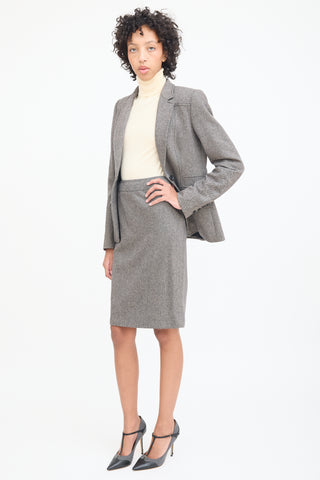 Gucci Grey Wool Tweed Skirt