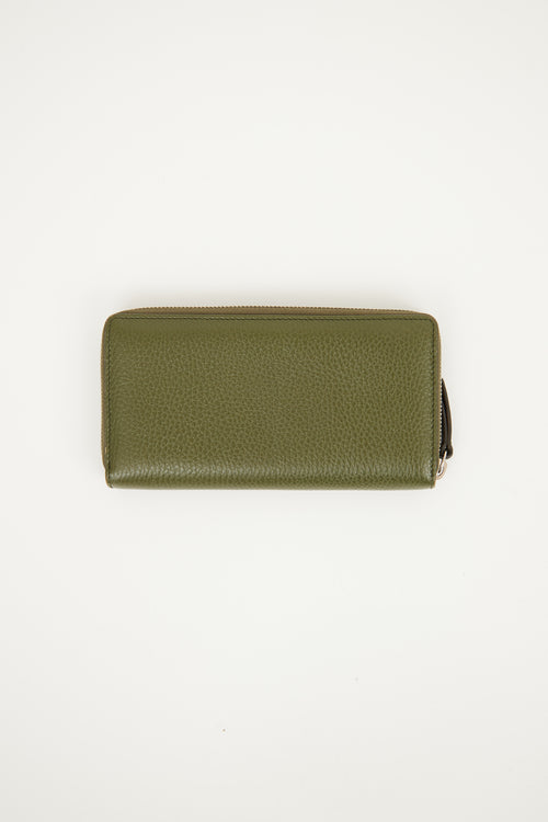 Gucci Green Leather GG Long Zipper Wallet