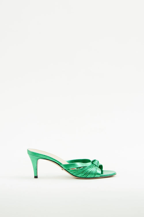 Gucci Green Metallic Knotted Heel