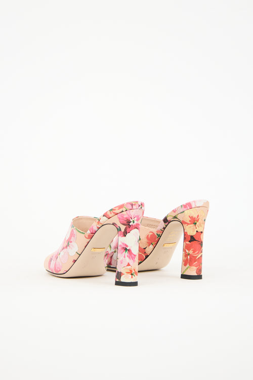 Gucci Leather Floral Heeled Mule