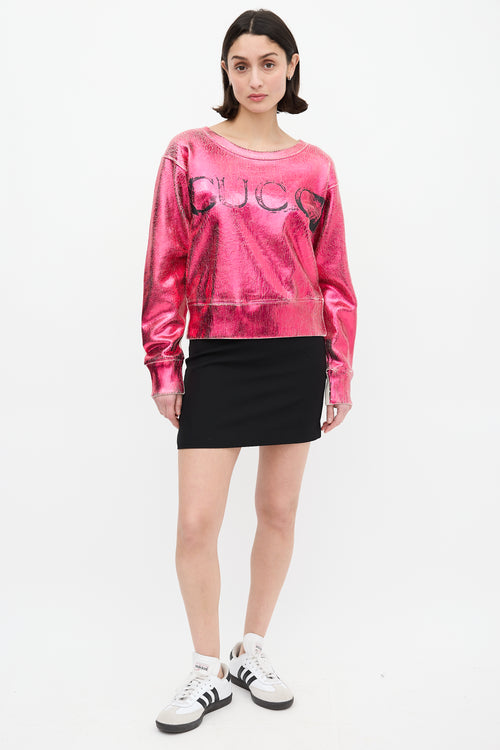 Gucci Metallic Pink 
Cream Blind For Love Sweatshirt