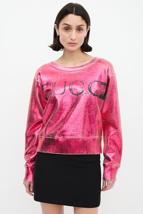 Gucci Metallic Pink 
Cream Blind For Love Sweatshirt