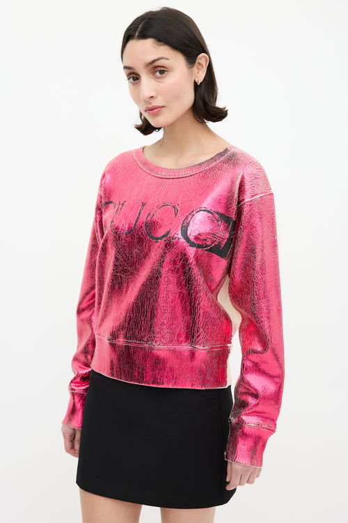 Gucci Metallic Pink 
Cream Blind For Love Sweatshirt