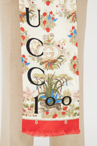 Gucci Cream 
Multi Flora Printed Stole