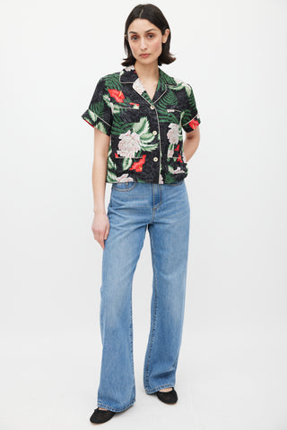 Gucci Black 
Multicolour Silk Floral Shirt