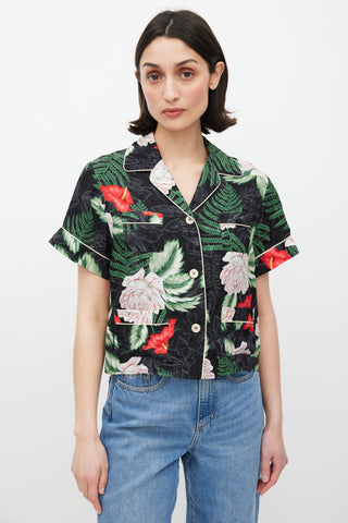 Gucci Black 
Multicolour Silk Floral Shirt