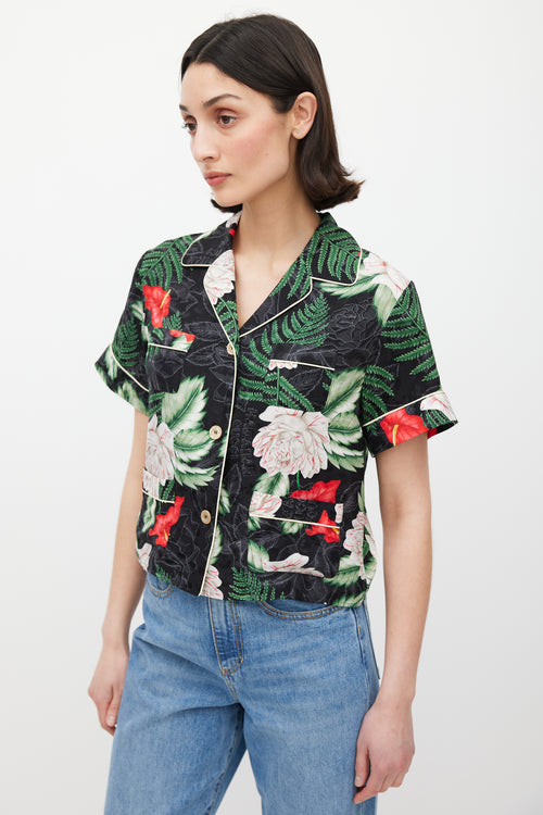 Gucci Black 
Multicolour Silk Floral Shirt