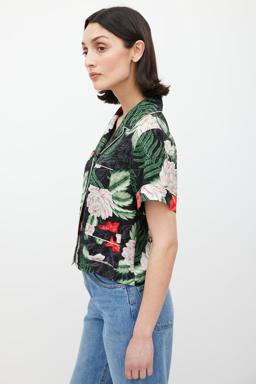 Gucci Black 
Multicolour Silk Floral Shirt