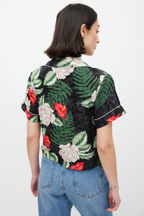 Gucci Black 
Multicolour Silk Floral Shirt