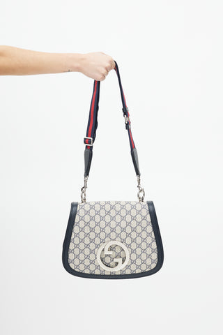 Gucci Navy 
Cream Monogram Medium Blondie Crossbody Bag