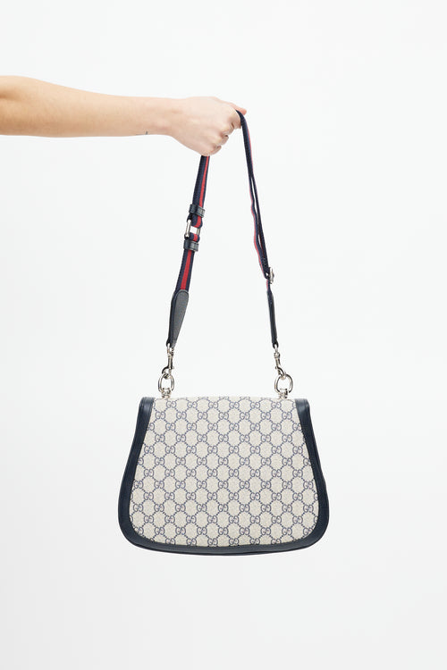 Gucci Navy 
Cream Monogram Medium Blondie Crossbody Bag