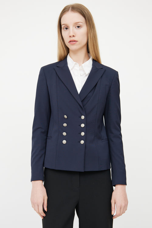 Gucci Navy Double Breasted Peak Collar Blazer