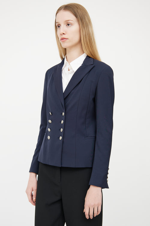 Gucci Navy Double Breasted Peak Collar Blazer