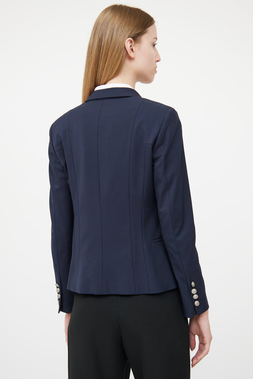 Gucci Navy Double Breasted Peak Collar Blazer