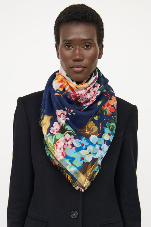 Gucci Navy Jospehine Floral Scarf