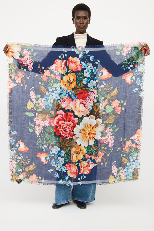 Gucci Navy Jospehine Floral Scarf