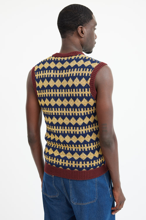 Gucci Navy 
Gold Wool Metallic Knit Vest