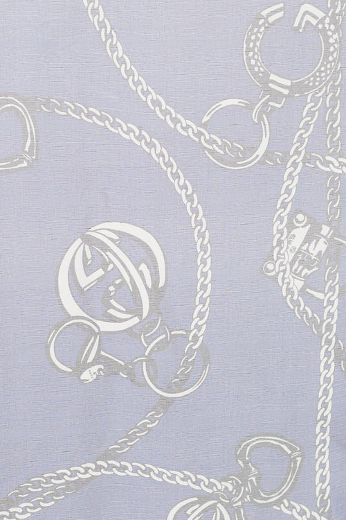 Gucci Navy 
Grey Silk Sheer Chain Scarf