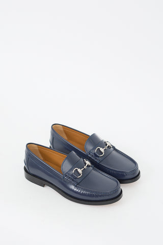 Gucci Navy Leather Hardware Loafer