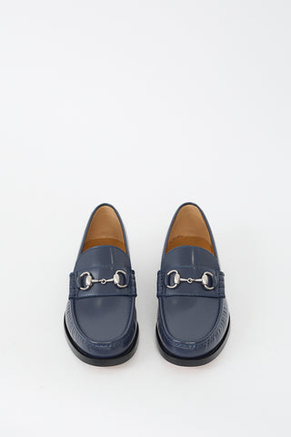 Gucci Navy Leather Hardware Loafer