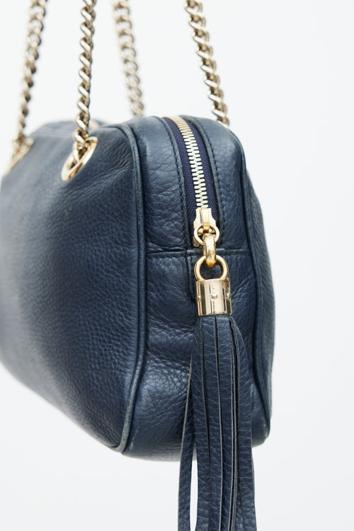 Gucci Navy Leather Soho Double Chain Shoulder Bag