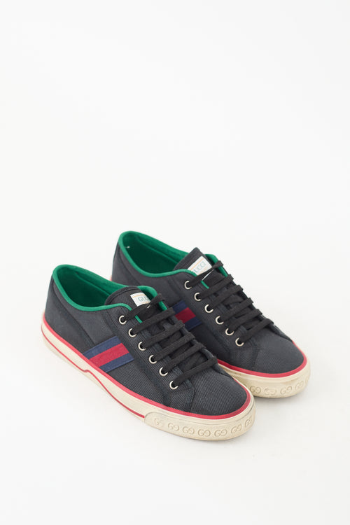 Gucci Navy 
Multicolour Canvas Tennis 1977 Sneaker