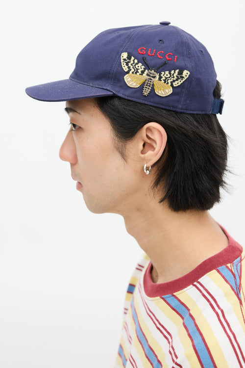 Gucci Navy 
Multicolour Embroidered Logo Hat