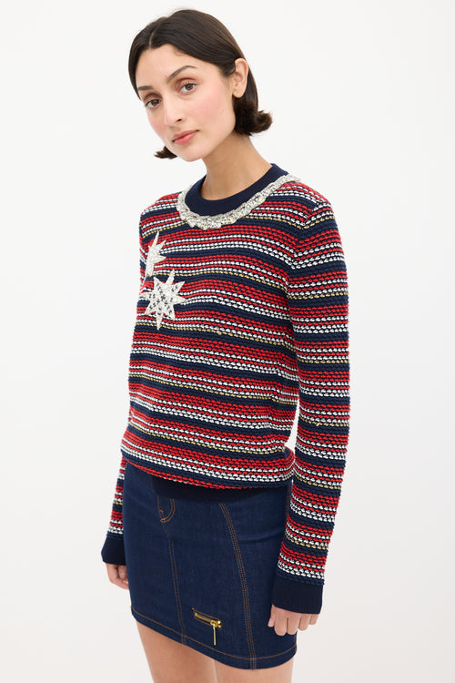 Gucci Navy 
Multicolour Knit Sequin Sweater