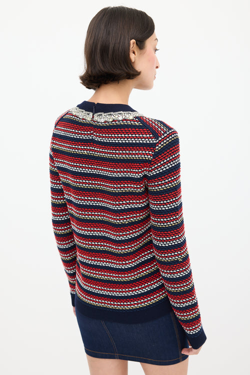 Gucci Navy 
Multicolour Knit Sequin Sweater