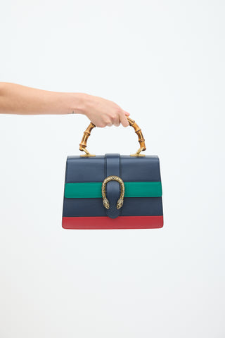 Gucci Navy 
Multicolour Leather Dionysus Bamboo Bag