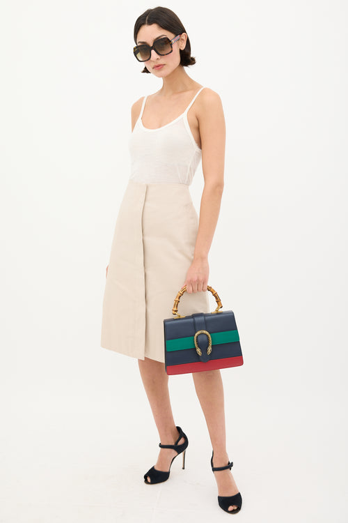 Gucci Navy 
Multicolour Leather Dionysus Bamboo Bag