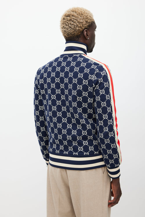 Gucci Navy 
Multicolour Striped Monogram Jacket