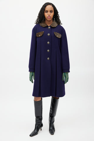 Gucci Navy 
Multicolour Wool Coat