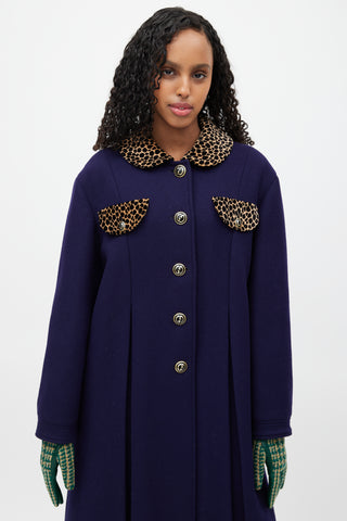 Gucci Navy 
Multicolour Wool Coat