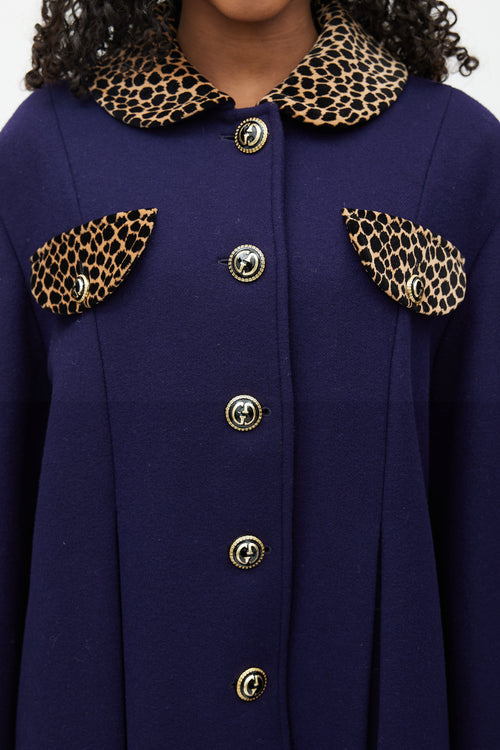 Gucci Navy 
Multicolour Wool Coat