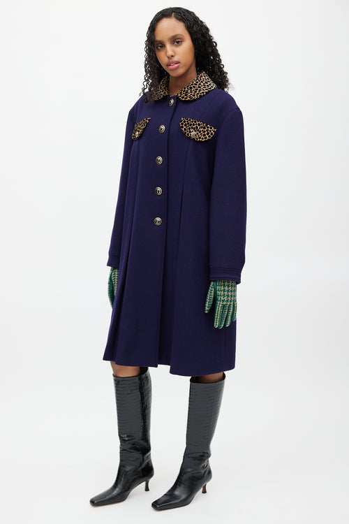 Gucci Navy 
Multicolour Wool Coat