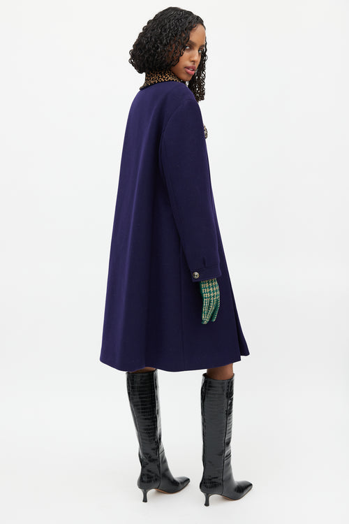 Gucci Navy 
Multicolour Wool Coat