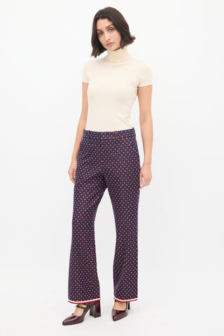 Gucci Navy 
Multicolour Woven Monogram Flared Trouser