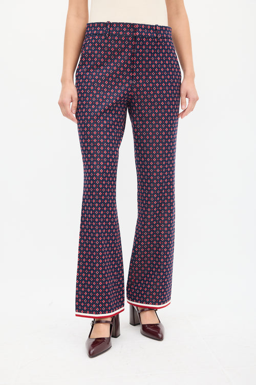 Gucci Navy 
Multicolour Woven Monogram Flared Trouser